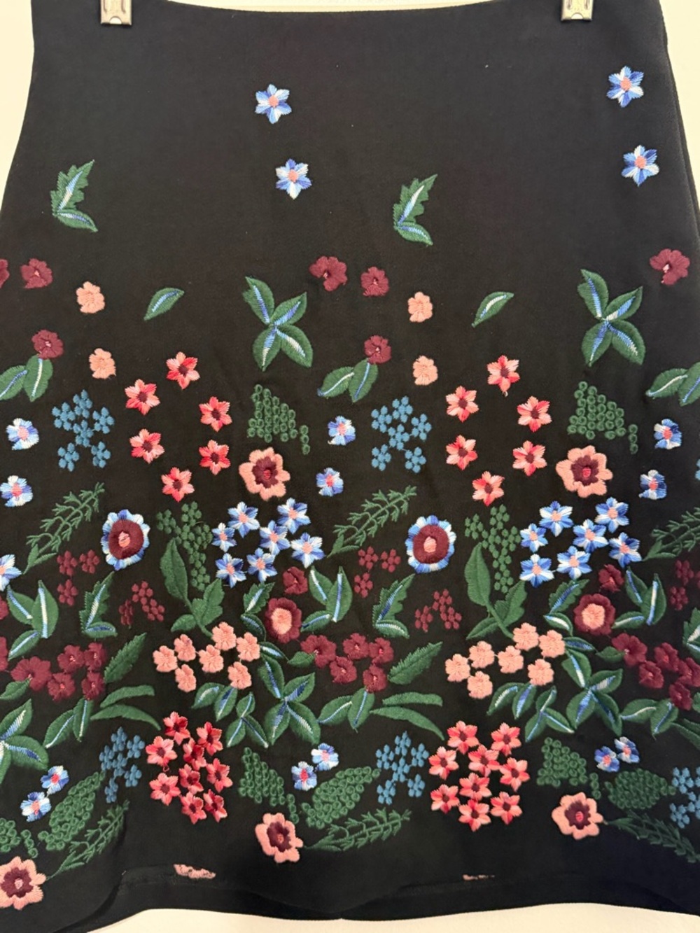 Zara Woman Floral Embroidered Black Mini Skirt A-Line Size XS/S - Picture 11 of 12
